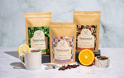 Teaness Packaging cbd packaging packaging design pattern photography sustainable tea