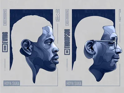 Hoyas Legends Patrick Ewing John Thompson basketball branding design hall of fame hoya saxa illustration jack c. gregory nba nike portraits poster