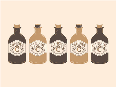 Candide Specialty Syrups Bottles bartender branding cocktail bar cocktail menu design digital art icon identity illustration label design logo packaging packaging design portfolio retro retro design typography vector vintage badge vintage logo