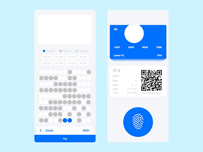 Prime time Sea selection and payment Mobile App #2 android app bank blue branding figma ios mobile movie app movie seats movies movies app seats uidesign ux design xd xd design