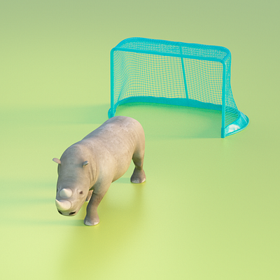 rhino loves soccer field 3d art advertisement animals animation art direction cinema 4d design illustration octane render rhino