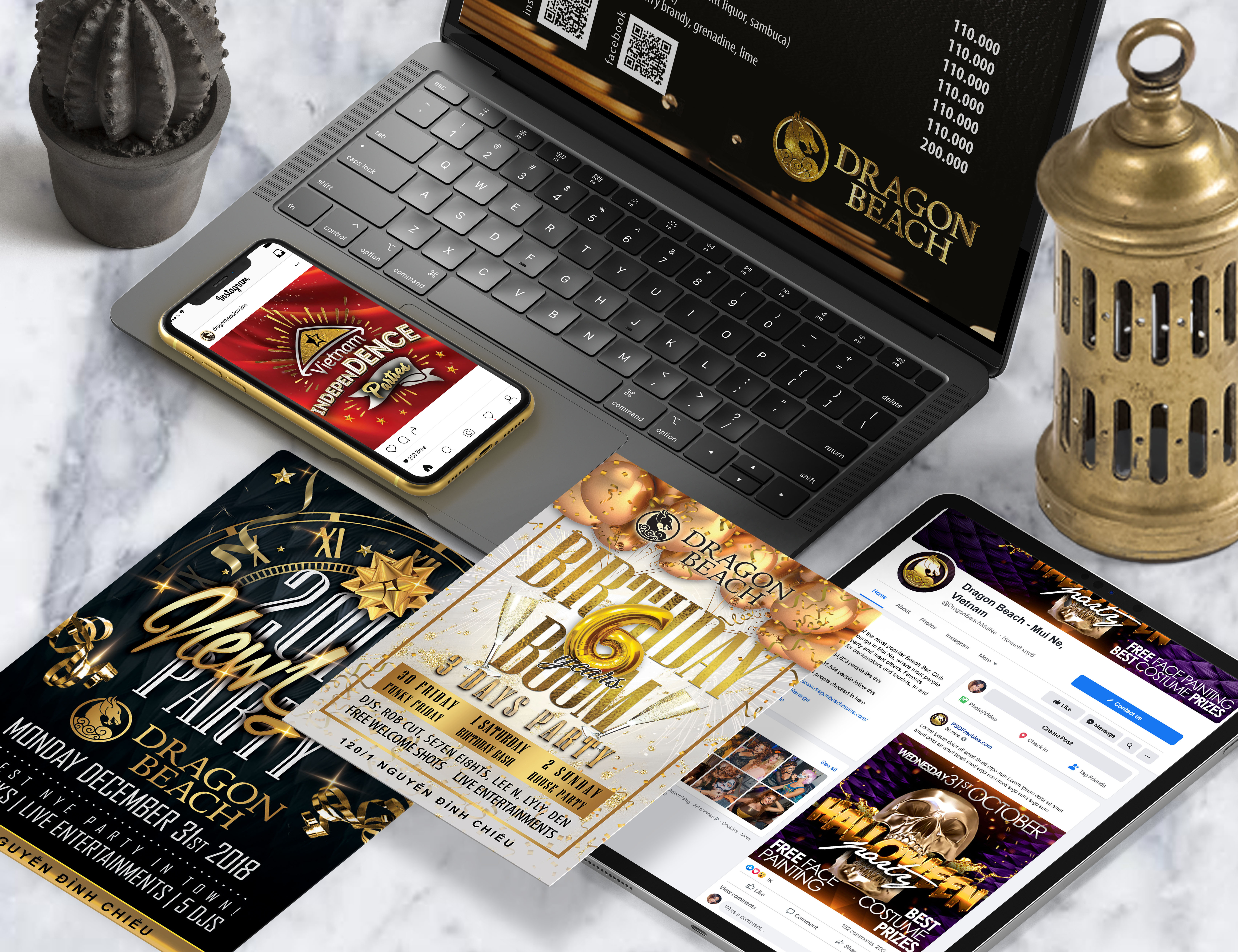 creating design for content in social networks Dragon Beach Club adobe art artist branding design graphic design illustration typography vector web
