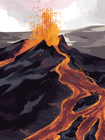 Environment Study / Volcano 02 background design concept art digital art environment environment design illustration narrative painting visual development