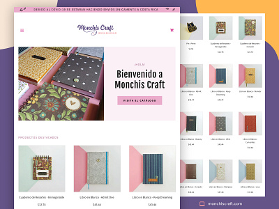 Monchis Craft Store Page artdirection bookbinding branding design costarica design enterpreneur godaddy handmade monchiscraft notebooks online shop online store paper photo stationery