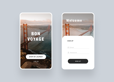 Bon Voyage Sign up page dailyui dailyuichallenge design designinspiration hireme joblisting minimal opentowork ui uidesign uidesigner userexperiencedesign userinterfacedesign uxdesigner