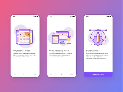 On Boarding app design flat illustration illustrator minimal typography ui ux website