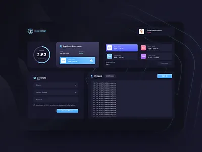 Tclick Proxies Dashboard app design ui ux web