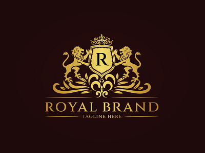 Heraldry Lion Luxury Logo Design animal brand branding design icon illustration king kingdom lion logo low monarch project royal security template