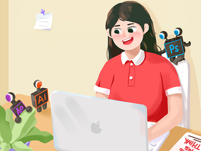 Illustration book design girl illustration study work