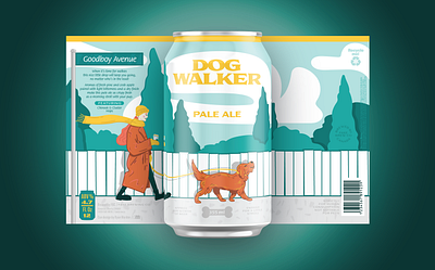 Dog Walker Pale Ale Beer Can alberta beer beer label branding brewery calgary can canada craftbeer design dog doggo edmonton fiction fun illustration packaging pet yeg yyc