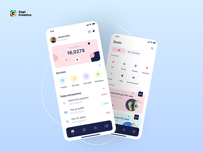 MeFi - E-wallet App UI Kit app balanace capi creative design finance illustration mobile money ui kit
