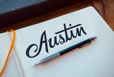 Austin hand drawn handmade illustration script texas