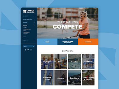 UNC Campus Rec Updates campus rec chapel hill exercise grid homepage ui unc university web design website