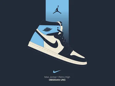 Jordan 1 Obsidian UNC art design flat illustration j1s jordan jordan 1 jordan unc nike obsidian shoes sneaker