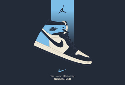 Jordan 1 Obsidian UNC art design flat illustration j1s jordan jordan 1 jordan unc nike obsidian shoes sneaker