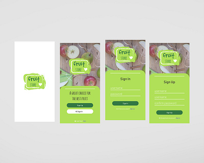 Fruit Store Sign In figma freepik fruit fruit apps fruit store fruit store design getstarted green fruit login ui material icons signin signup splash unsplash