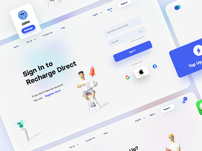 Recharge Quickly 3d 3d art card design form landing landingpage login login form login page register sign in sign up signup ui ux web