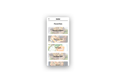 Daily UI Challenge #44 Favorites app dailyui dailyui044 design favorites food minimal typography ui ux