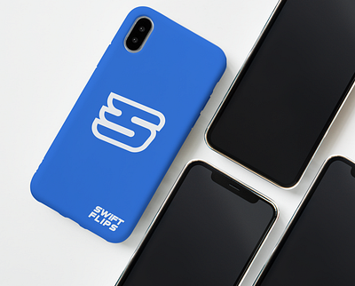 Swift Flips Phone Mockup bird blue blue and white branding flat geometric logo logo design minimal modern sky swift vector vibrant