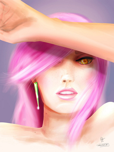 Blinding Light digital digital art digital illustration digital painting female artist illustration photoshop photoshop art pink hair summer