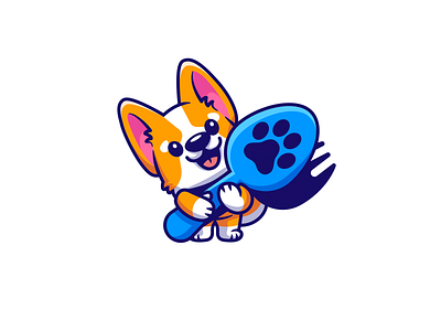 Doggy brand branding design dog fork identity illustration logo logotype orange pet spoon store treats