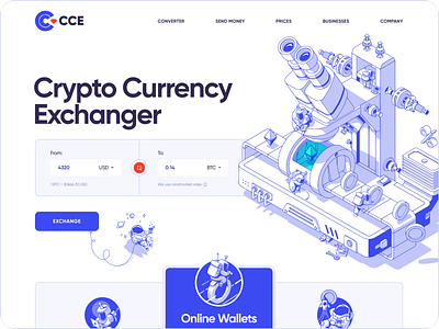 CCE: Crypto Currency Exchanger 2d 3d clean coin crypto currency design exchange flat illustration logo minimal site ui ux web