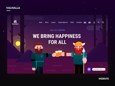 Valhalla! beer character craftbeer illustration purple shopify ui design uxui vector viking visual design web webdesign website