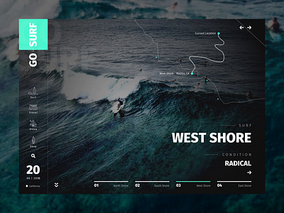 GoSurf Website Hero Animation Interface Design adobe after effects after effects animation animation dark dribbble hero homepage interaction map modern motion ocean sketch surf ui water web web design website