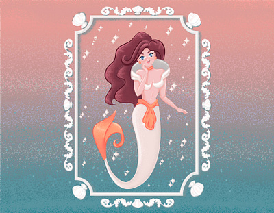 Romantic mermaid in a decorative frame adobe illustrator background branding cartoon character character creative cute illustration design flat illustration girl illustration logo mermaid mermay2020 ui vector