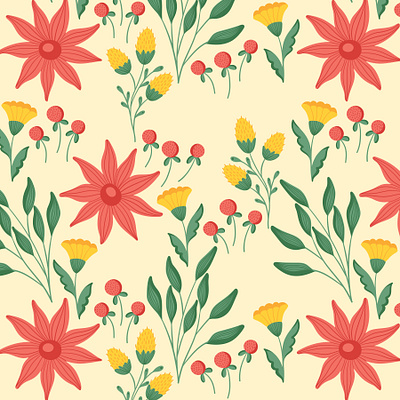 Summer mood fabric design fabrics flatdesign floral design floral pattern print design printpattern repeating pattern seamlesspattern surface pattern design surfacedesign textile pattern textile print vector art vector pattern