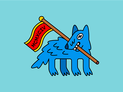 The Trickster 1994 animal animals blue branding coyote design dog eye flag flat fur icon illustration logo nature tail teeth vector wild wolf
