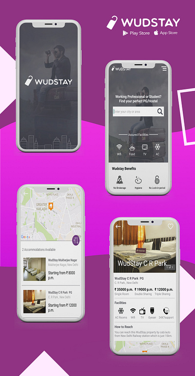 Wudstay android app app design ios app mobile app mobile app design portfolio queppelin uidesign
