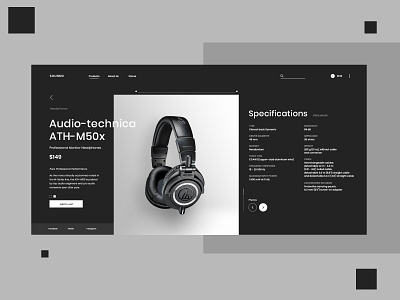 Daily UI 012 - E-Commerce Shop (Single Item) Design adobe photoshop audiotechnica daily ui dailyui dailyuichallenge design e commerce headphones illustration minimalistic modern music single item typography ui