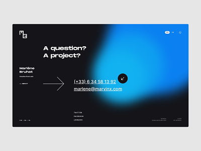 Marlène Bruhat ・ Contact contact dark desktop minimal portfolio ui ux webdesign website