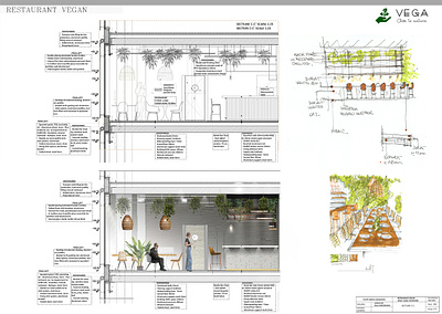 Vega-Close to Nature / SECTION autocad design green interior architecture materialdesign materials photoshop restaurant sustainability sustainable technical