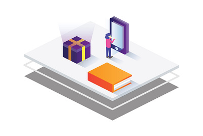 Digital Gift 3d art branding colorfull design flat graphic illustration imagination isometric simple vector