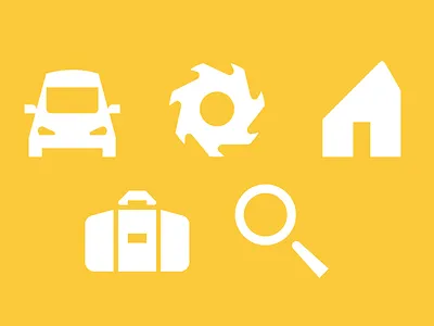 Various pictos briefcase car home icon pictogram search settings