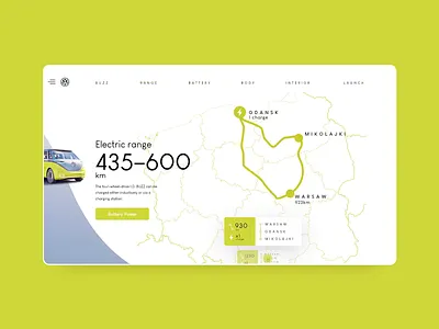 Volkswagen electric car website concept - Electric Range adobe xd car clean concept electric ui vw webdesign website wiwi