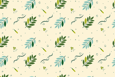 Twig Pattern bubbles cyan decorative ecology foliage green herb leaf leaves nature ornament pattern plant seamless twig twigs