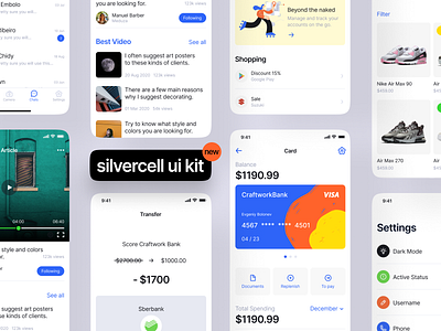 Silvercell iOS UI Kit app apple application clean craftwork interface ios landing screens simple svg ui uidesign uikit vector walkthrough web website