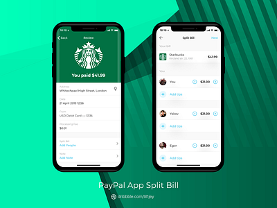 Split Bill at PayPal Mobile App animation animation app banking banking app bill collapse and expand credit card finance financial master card mobile app motion pay payment app payments paypal split bill transactions visa wallet