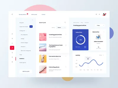 Dashboard - Admin Panel colours concept dashboard design flat illustrations minimalist ui ux web design webdesign website website concept website design
