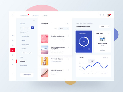 Dashboard - Admin Panel colours concept dashboard design flat illustrations minimalist ui ux web design webdesign website website concept website design