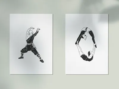 Body Movement affinity designer balance body exercise illustration ipad pro kungfu line art martial art movement print sport