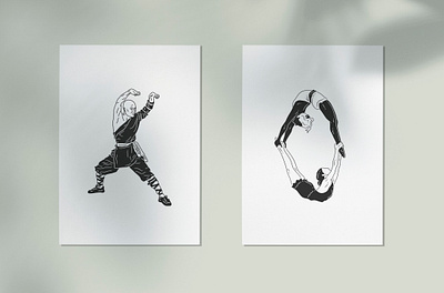 Body Movement affinity designer balance body exercise illustration ipad pro kungfu line art martial art movement print sport