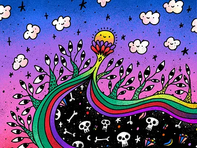 A Sun Is Born doodle gems illustration imagination nft nft artist procreate skulls sun