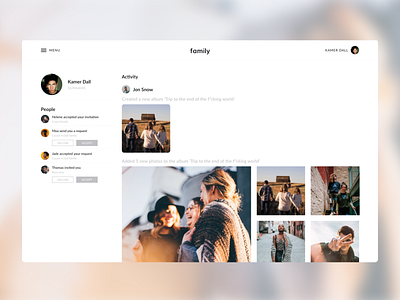 Family social network desktop design appinterface design family pictures sharing socialnetwork ui ux web webdesign