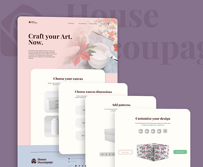 Customized Decoupage Webpage brand branding crafts customer flow decoupage pastels ui ui design ux web app web design webpage website website design