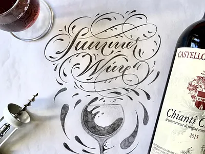 Summer Wine flourishes illustration lettering sketch
