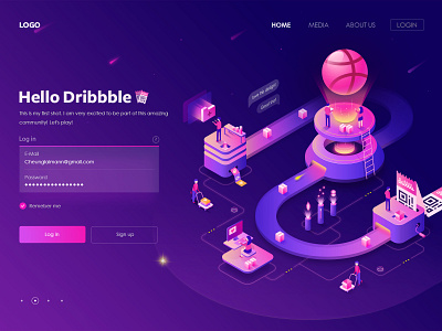 Hello Dribbble！ app debut design flat illustration illustrator ui web website